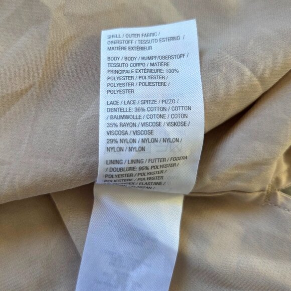 Isaac Mizrahi Women's Long Sleeve Blouse Size 8 Taupe Peasant Polka Dot Lace - Picture 6 of 9